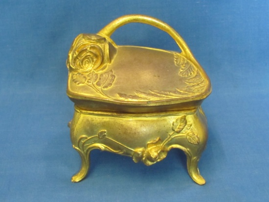 Pot Metal Trinket Box/Jewelry Casket – Scratched 1916 on back – 3 3/4” tall – No Lining