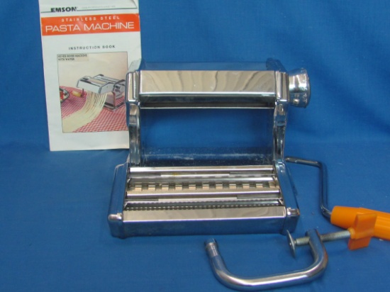Emson Stainless Steel Pasta Machine – In Box with Instructions – Looks like it was never used