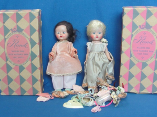 2 Vintage “Randi” Dolls by Duchess Doll Corp. In original boxes with accessories – 7 1/2” tall