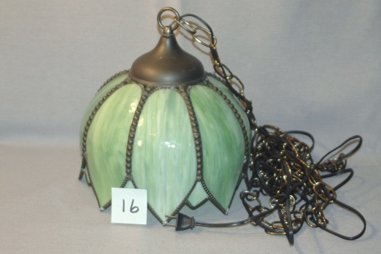 Green Slag Glass Hanging Light