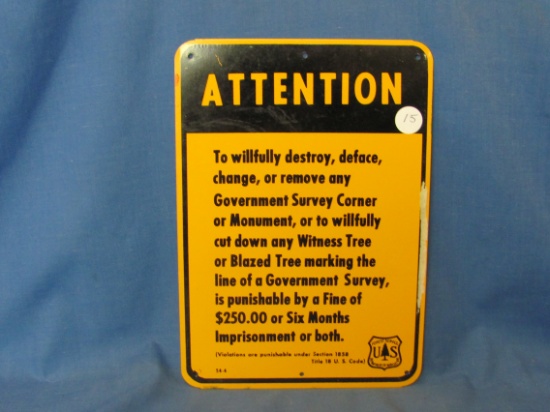 U.S. Forest Service Metal Sign – 7” x 10” - As Shown