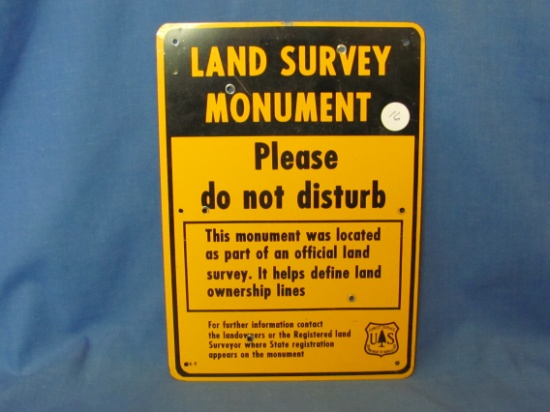 U.S. Forest Service Land Survey Monument Metal Sign – 7” x 10” - As Shown