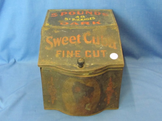 Sweet Cuba Tobacco Store Counter Tin – 8” x 10 1/2” - 7 7/8” T – Light Denting