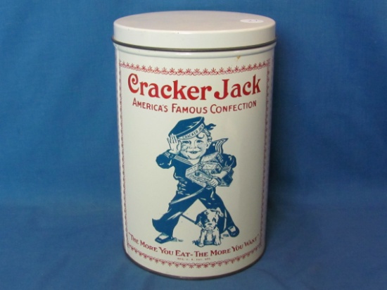 Borden Cracker Jack Tin – 8” T – 5 1/8” D – Newer – Nice Display Item – As Shown