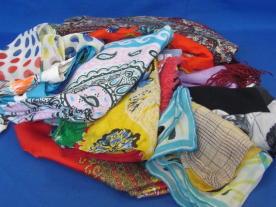 Lot of Scarves & Bandannas – Most are vintage – Cotton, Silk, Nylon – 1 by Vera