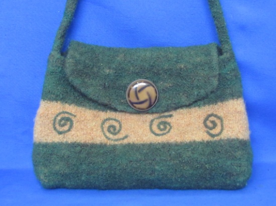 Wool Purse with Fun Button – By Woolies for Ewe! About 12” x 9”