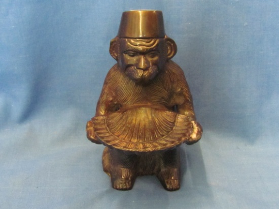 Metal Monkey With Clam Shell Tray – 4 7/8” T – May Have Been Repaired – As Shown