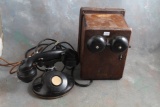 Antique Western Electric Oak Desk Crank Phone
