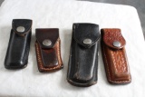 4 Vintage Leather Folding Knife Cases BUCK AND CASE