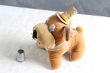 Antique Bull Dog Pin Cushion Saw Dust Filled w/hat for holding Thimble 4