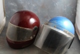 2 Vintage Motorcycle Helmets 1 is Blue Sparkle & 1 Bell Tour Star Size 7 1/8