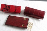 2 Vintage Leather Lipstick Compact Carriers with Mirrors & 1 Rolfs Cowhide Key