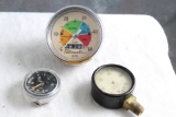 2 Vintage Gauges Thin Line Scuba, Cornelius Pressure & Vitamaster Speedometer