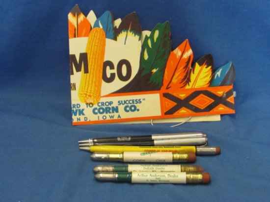 Seed Corn Company Bullet Pencils (3) & Pencils (3) & Head Dress – Dekalb – Tomco