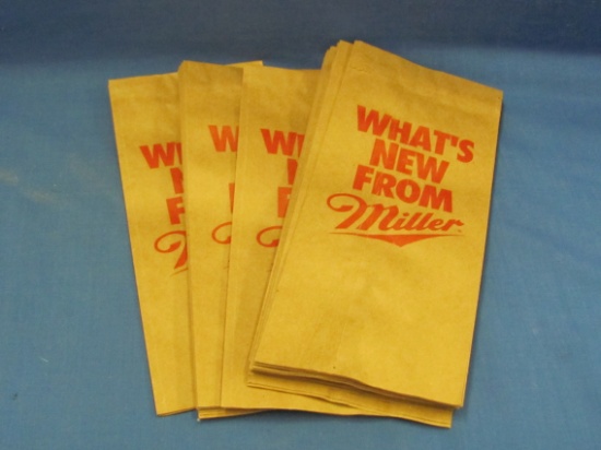 Miller Beer Paper Sacks (25) – 4” x 9 1/2” - Unused – As Shown