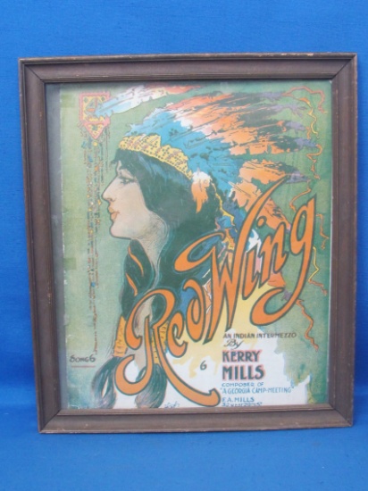 Framed Sheet Music “Red Wing – An Indian Intermezzo” - Wood frame is 12 3/4” x 15”
