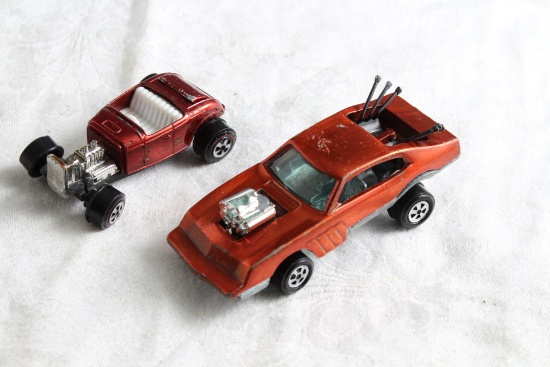 2 Vintage Johnny Lightening Red Line Toy Cars Custom '32 Ford & Mad Maverick