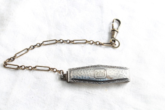 Antique SILVER FRONT Victorian Watch Fob with Monogram