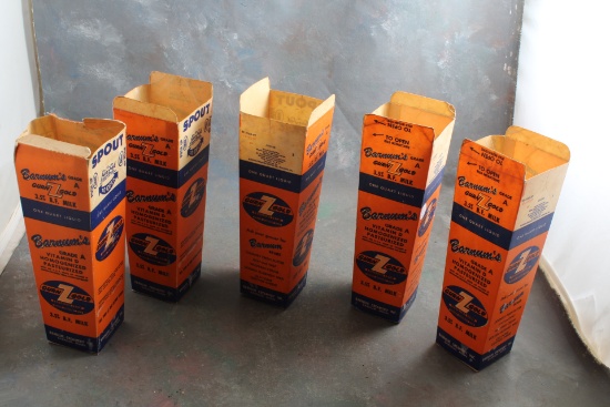5 Vintage Barnum Minnesota Advertising Wax 1 Quart Milk Containers Orange