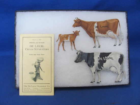 De Lavel Tin Advertisement Swiss Cow & Calf and Holstein Cow – 1918 Price Guide