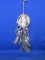 Native American Dream Catcher Made With Leather, Rabbit Fur & Feathers 3”W x 13”H -