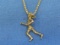 Sterling Silver Running Woman Pendant w 18” Sterling Chain – Weight is 5.1 grams