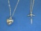 2 Sterling Silver Chains: 18” with Heart Pendant – 20” w Cross – Total weight is 4.2 grams