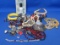 Mixed Lot of Costume Jewelry: Ring – Bracelets – Glass Beaded Necklace – Pocket Watch Chain