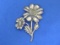 Silver Flower Pin (Missing Stone) Made in Mexico – 2 1/2” long – 20.0 grams