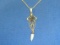 Victorian Lavaliere 10 Kt Gold Pendant on 18 1/2” 10 Kt Chain – 3mm Blue Stone – Freshwater Pearl