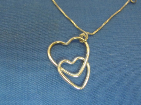 Sterling Silver Double Heart Pendant with 21” Sterling Chain – Weight is 2.4 grams