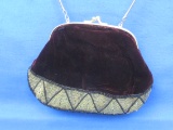 Velvet Purse with Seed & Bugle Beads – Marked “Courtenay Hand Made in China”