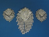 Rhinestone Pin & Clip-on Earring Set – Pin is just over 3” long