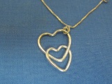 Sterling Silver Double Heart Pendant with 21” Sterling Chain – Weight is 2.4 grams