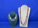 Lot Of 2 Vintage Market Necklaces From Japan Mostly Glass Beads - Please Consult Pictures -