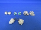 Lot Of 4 Costume Jewelry Clip On Earrings Vintage Vintage Condition – Please Consult Pictures -