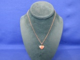 Agate Heart Shaped Necklace ¾”L x ¾”H – Please Consult Pictures – From The 70s -