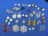 Lot of Vintage Clip-on & Screw-on Earrings – Snowflakes are 4 1/8” long – Trifari Leaves