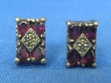Pair of Sterling Silver Earrings with Amethyst? Stones – Weight is 3.6 grams