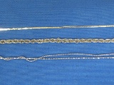 3 Different Sterling Silver Chain Bracelets – From 7” to 8 1/2” - Total weight is 6.5 grams