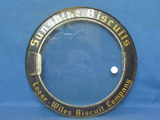 Antique Round “Sunshine Biscuits” Cover – 12 1/4” in diameter – Loose-Wiles Biscuit Co