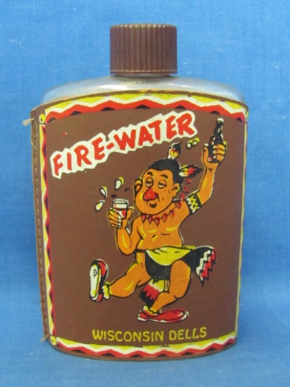 Vintage Wisconsin Dells Souvenir “Fire-Water” Flask with Levels Listed on the back