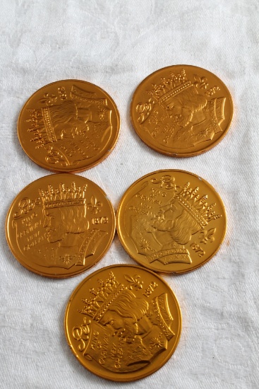 1981 Lot of 5 King of Carnival New Orleans Mardi Gras Tokens Dubloons