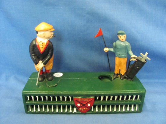 Cast Iron Golfing Birdie Putt Bank – 8 1/2” L – 6 1/2” T – Works