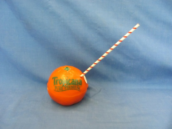 Tropicana Orange AM/FM Radio With Straw Antenna – Works – 7 3/4” T
