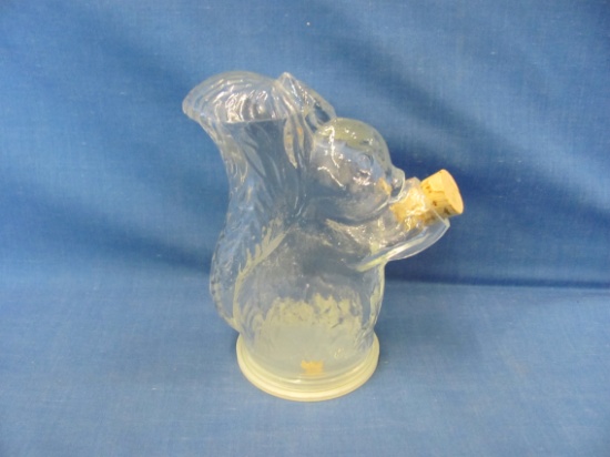 Glass Squirrel Candy Container With Spout - Plastic Bottom Cover – 5” T