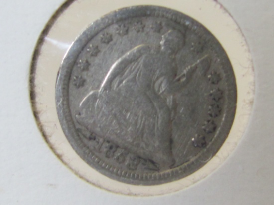 1853 Seated Liberty Half Dime – With arrows – Marked VG