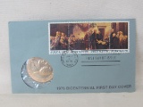 1976 Bicentennial First Day Cover with Thomas Jefferson Token & Stamps