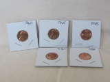 5 Lincoln Cents – 1960, 1965, 1976-D, 1988, 1995 (BU Red)