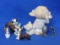Small Figurines – Ceramic Bumpkins & 3 Squirrels – 2 Pewter? Figurines